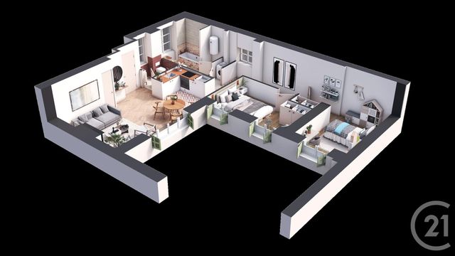 Appartement F3 à vendre - 3 pièces - 66.5 m2 - NICE - 06 - PROVENCE-ALPES-COTE-D-AZUR - Century 21 Lafage Transactions